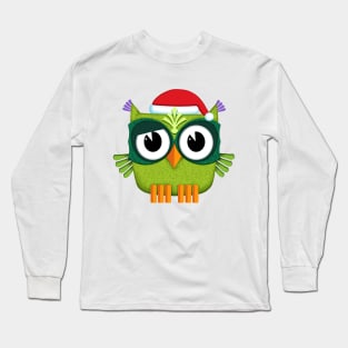 Owl Santa Claus green Long Sleeve T-Shirt